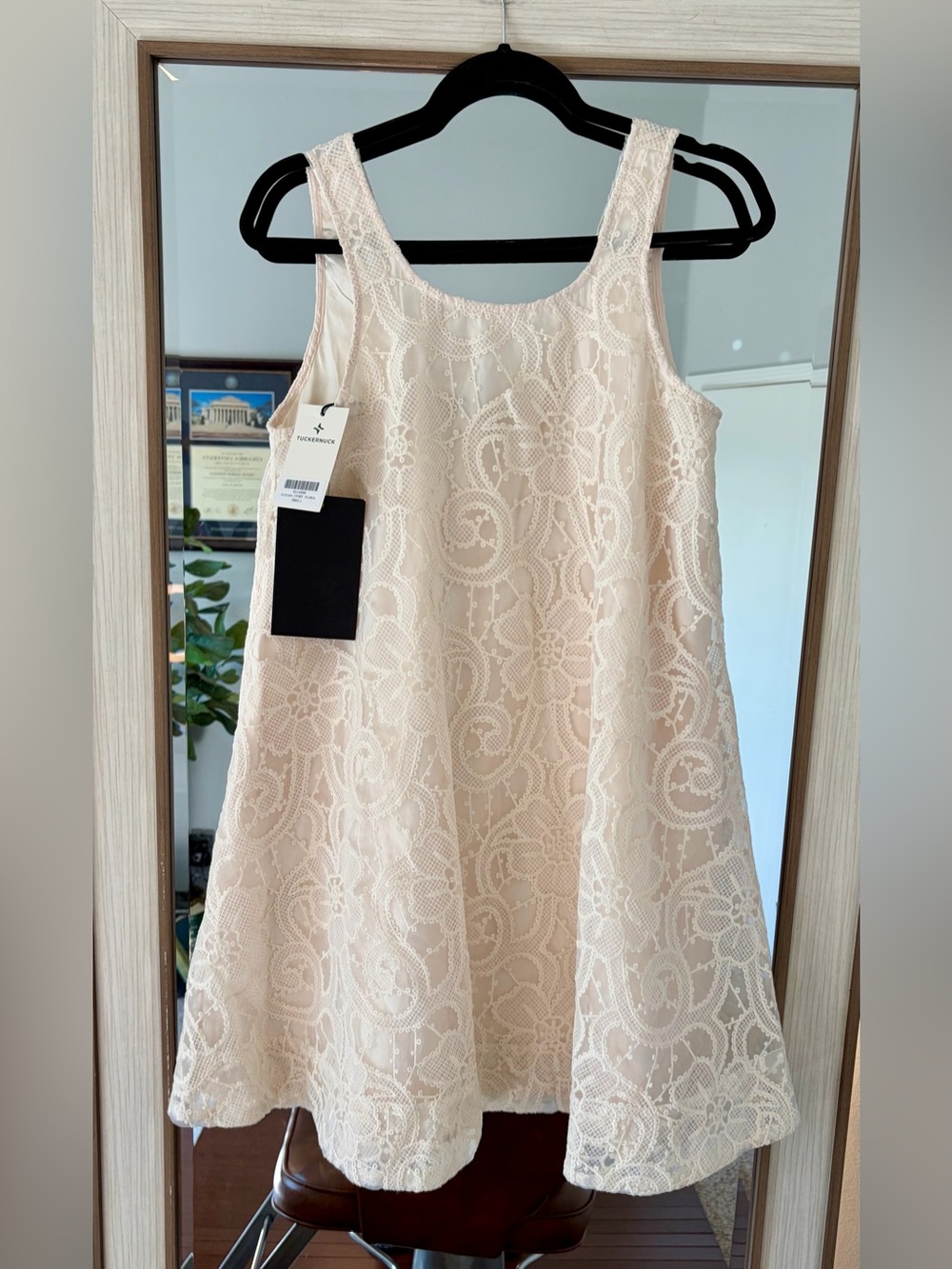 Tuckernuck Ivory Lace Organza MaryLiza Swing Dress NWT Classic Cream size Small